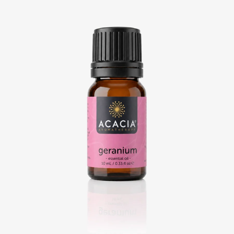 Geranium Pure Essential Oil 10mL – 100% pure Geranium essential oil by Acacia Aromatherapy Australia