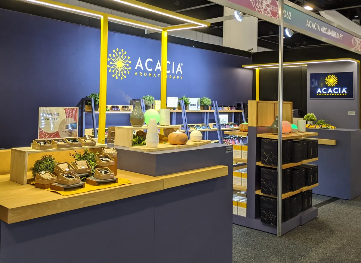 Acacia Aromatherapy stand at the Mind Body Spirit Festival