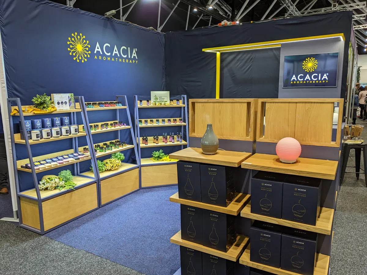 Acacia Aromatherapy stand at the Naturally Good Expo